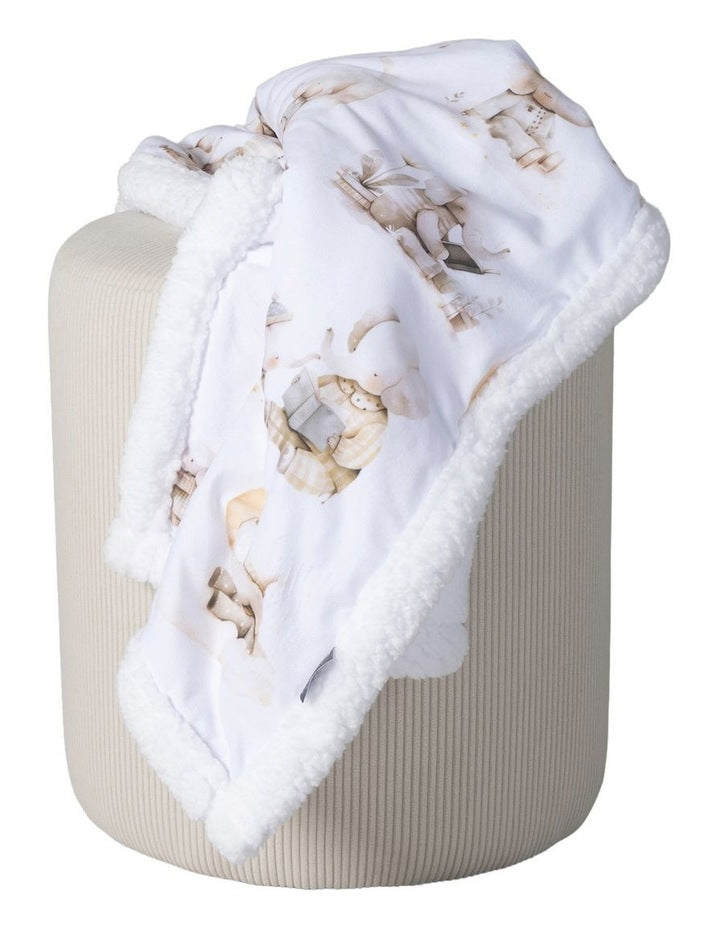 Elephant Bedtime Cuddle Blanket in White