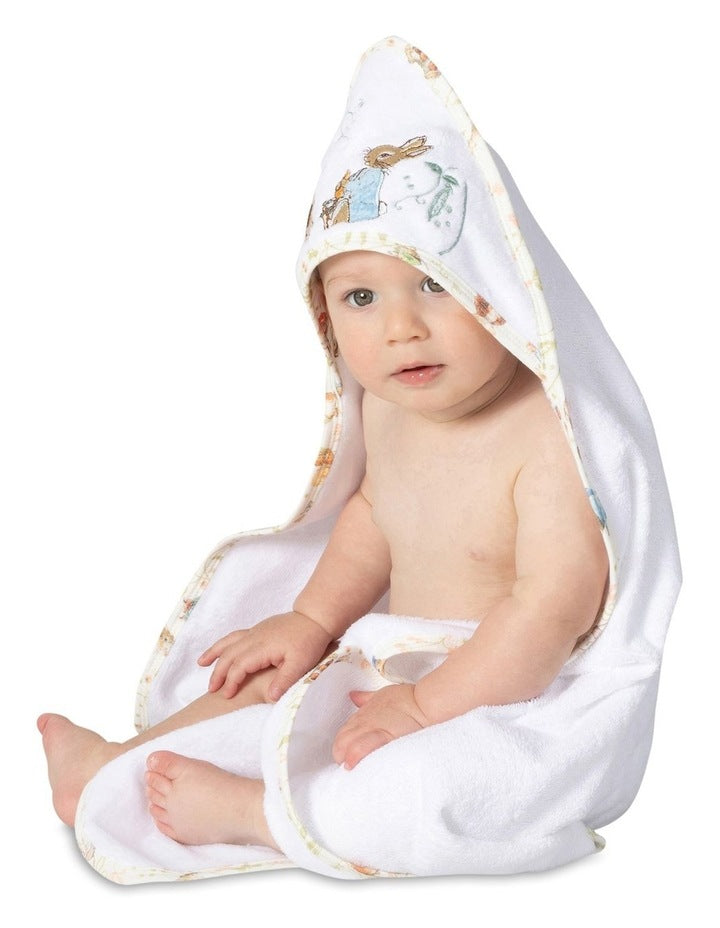 Benjamin Bunny Hooded Towel in White