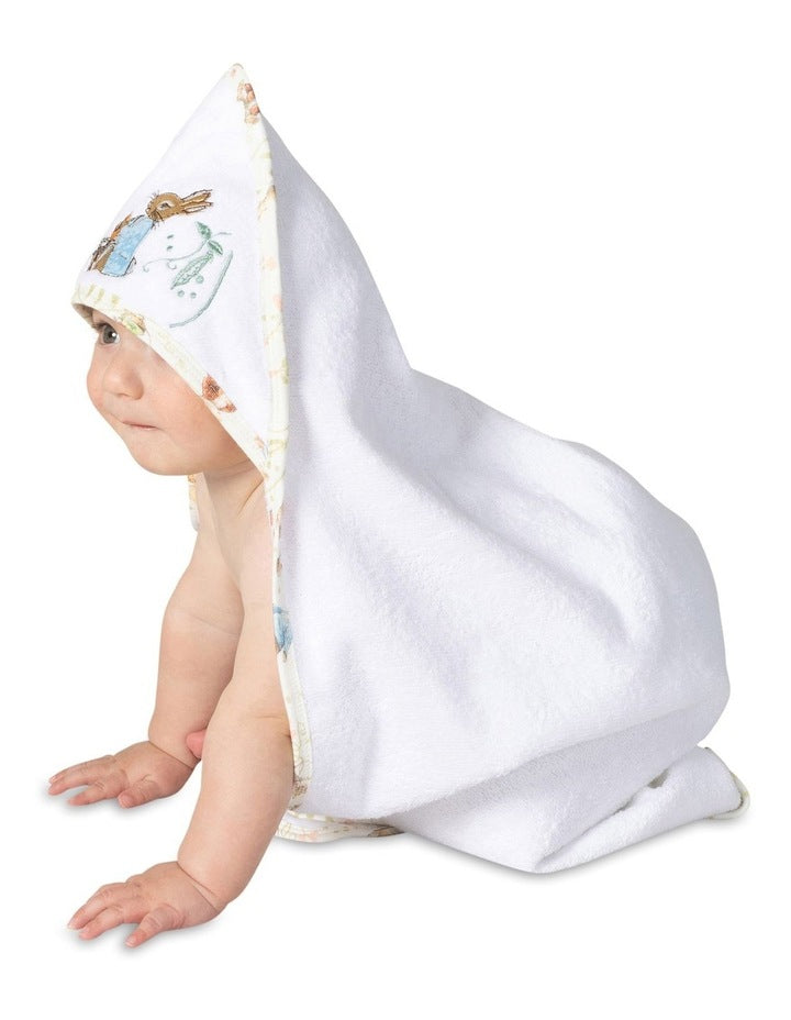 Benjamin Bunny Hooded Towel in White