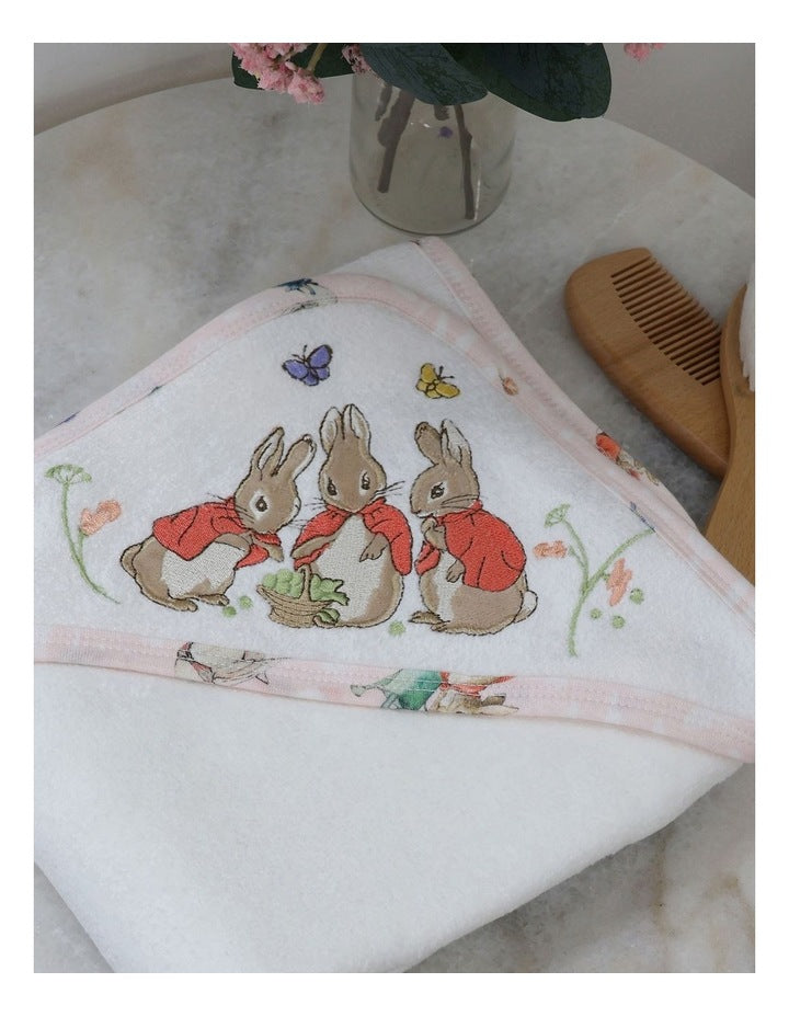 Flopsy Mopsy and Cottontail Hooded Towel in White