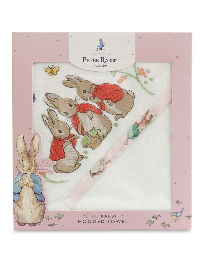 Flopsy Mopsy and Cottontail Hooded Towel in White