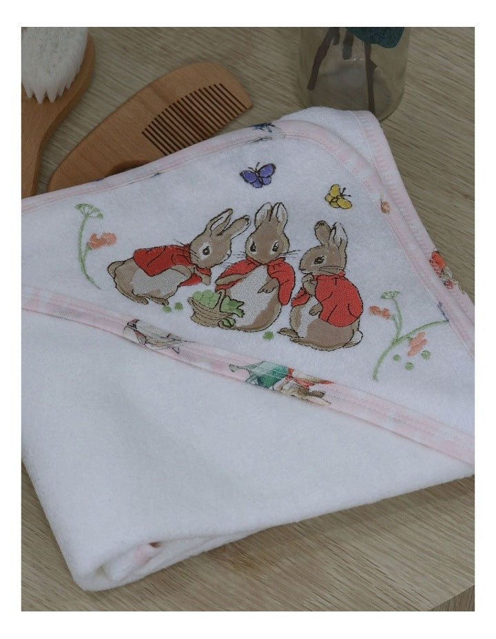 Flopsy Mopsy and Cottontail Hooded Towel in White