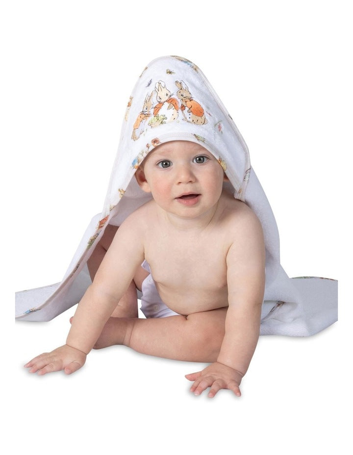 Flopsy Mopsy and Cottontail Hooded Towel in White