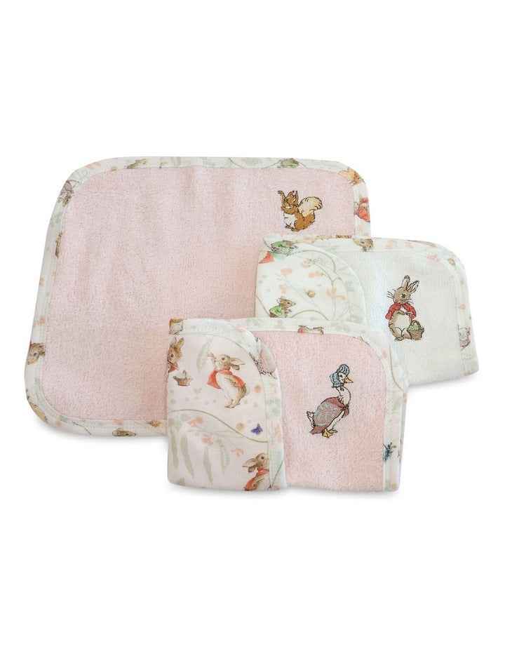 Flopsy Mopsy and Cottontail Wash Cloths 3 Pack in Pink