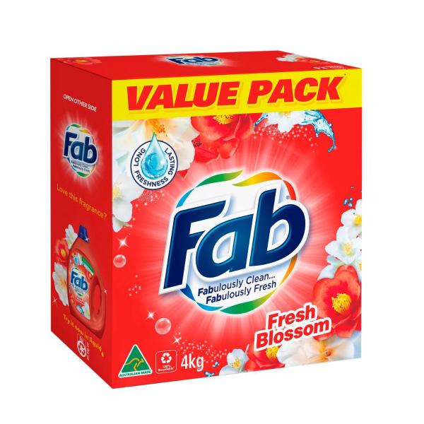FAB SUNSHINE FRESH LAUNDRY POWDER TOP & FRONT 4KG