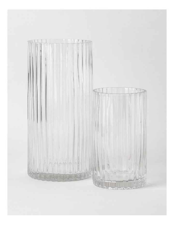 Atlas Ribbed Glass Vase 20cm in Clear