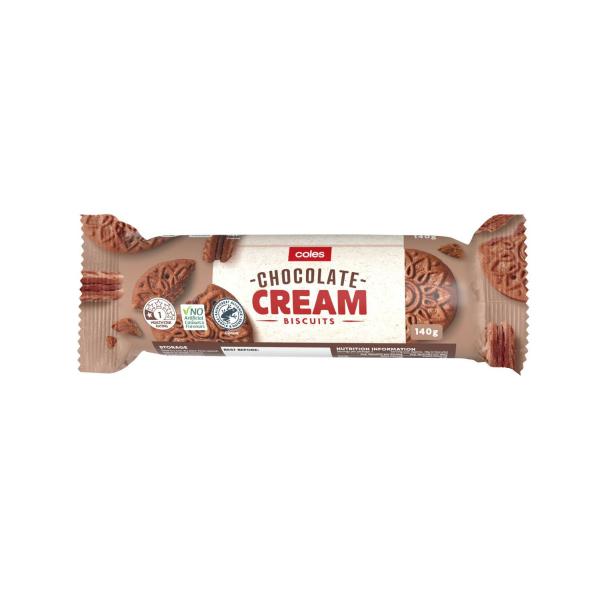 COLES CHOCOLATE CREAM BISCUIT 140G