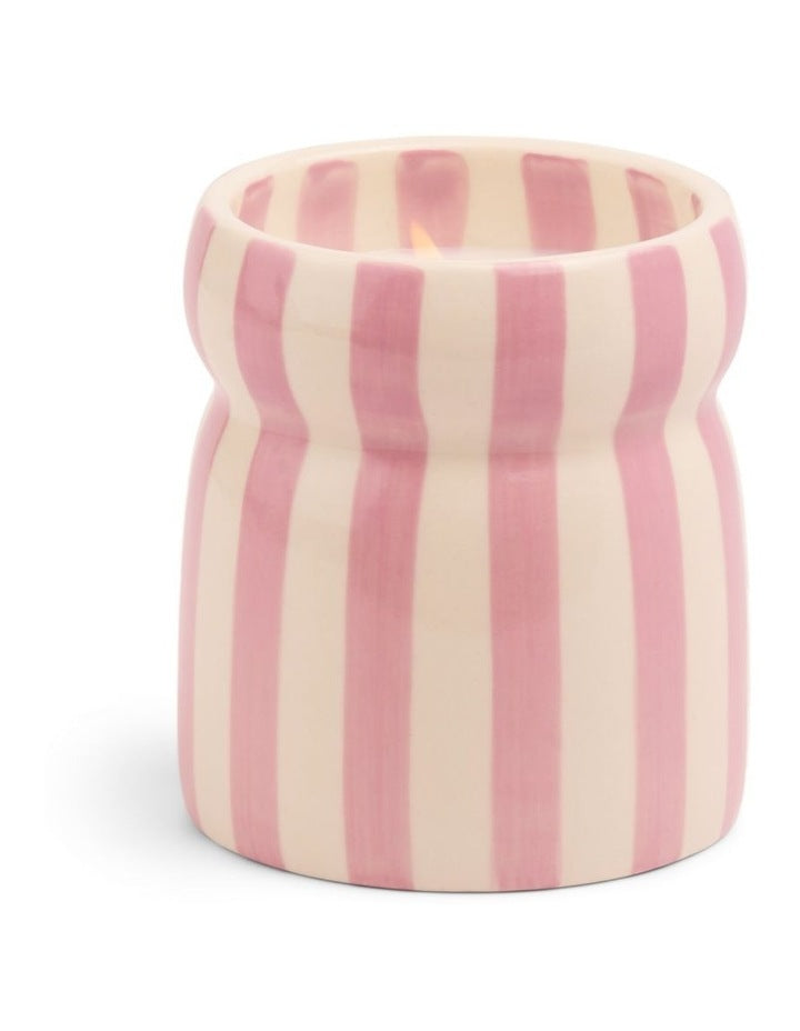 Cabana Striped Ceramic Candle