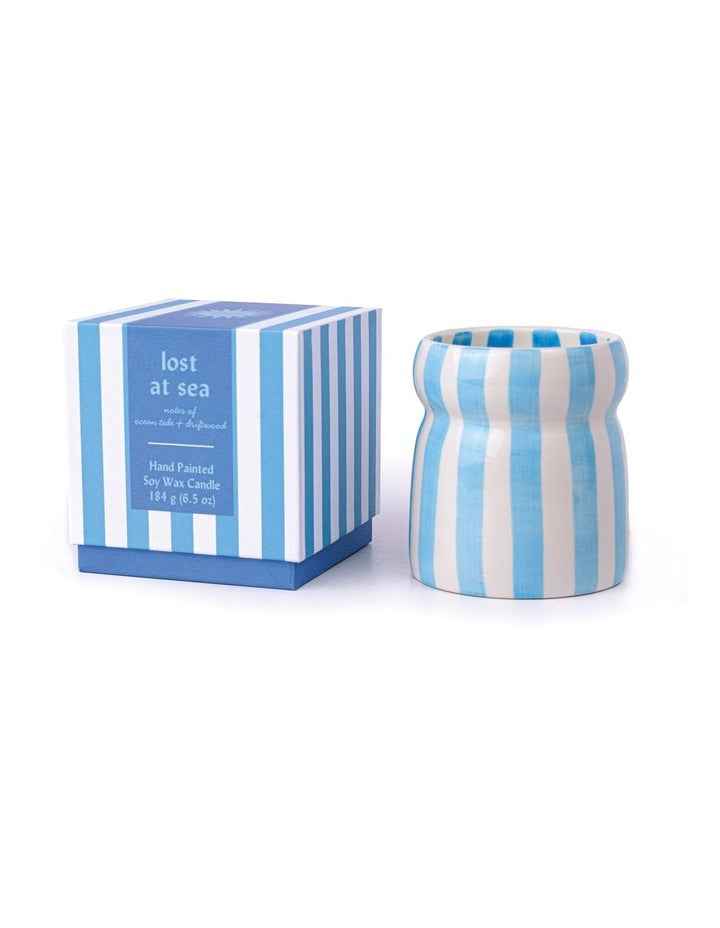 Cabana Striped Ceramic Candle -