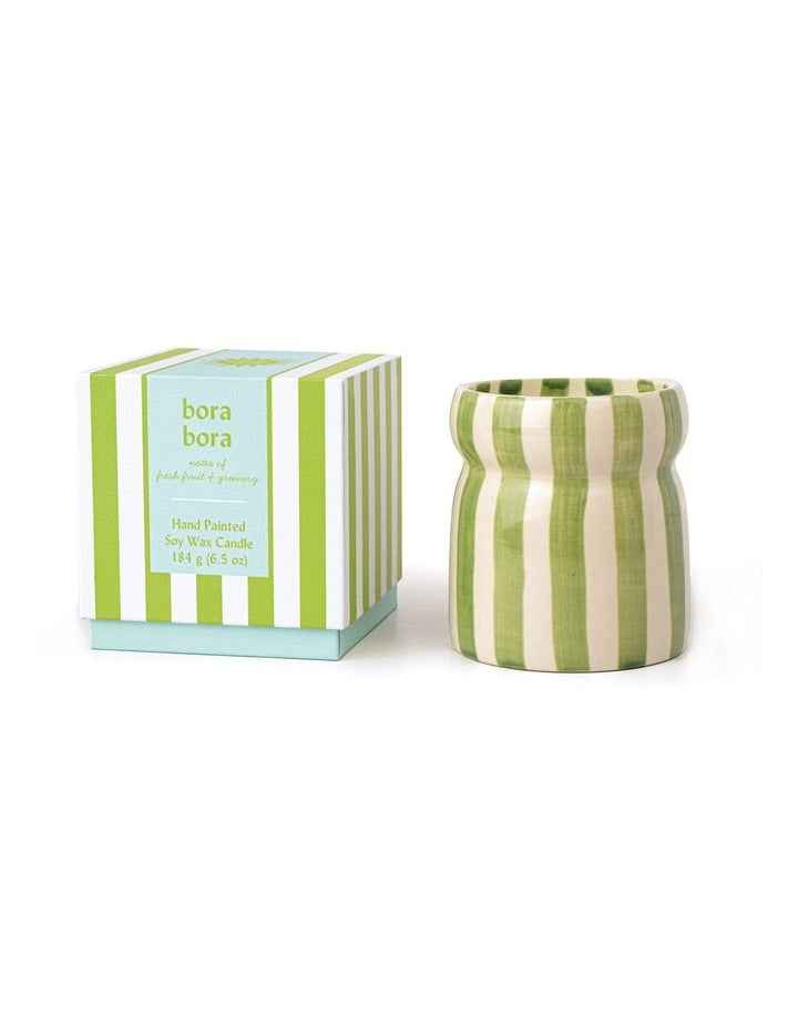 Cabana Striped Ceramic Candle