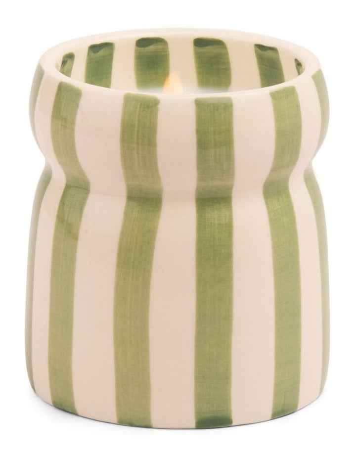 Cabana Striped Ceramic Candle