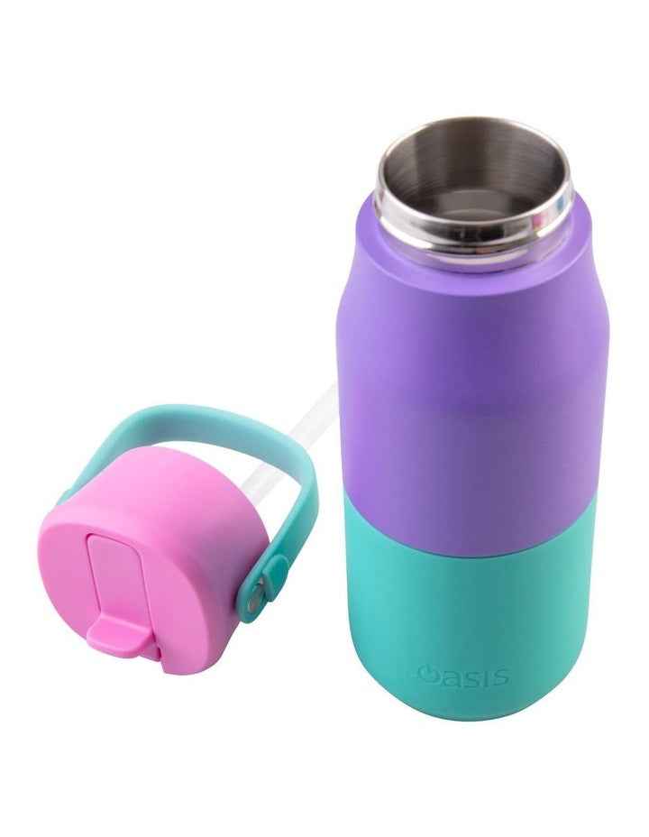 Stainless Steel Double Wall Insulated 'Jnr' Drink Bottle with Sipper 400ml in Mermaid Purple