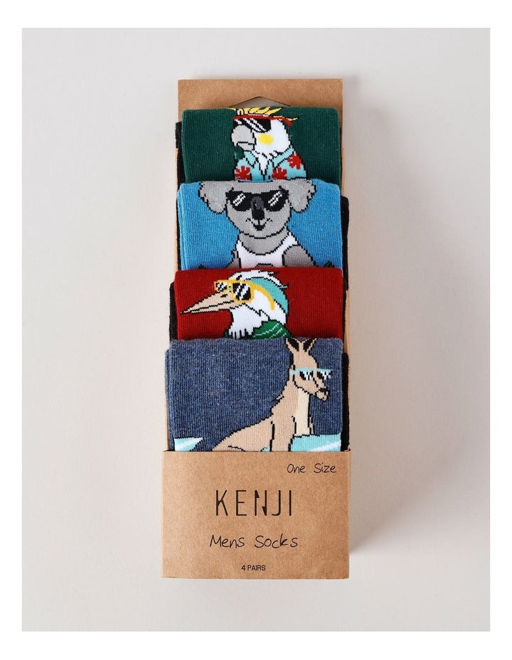 4 Pack Aussie Socks in Assorted