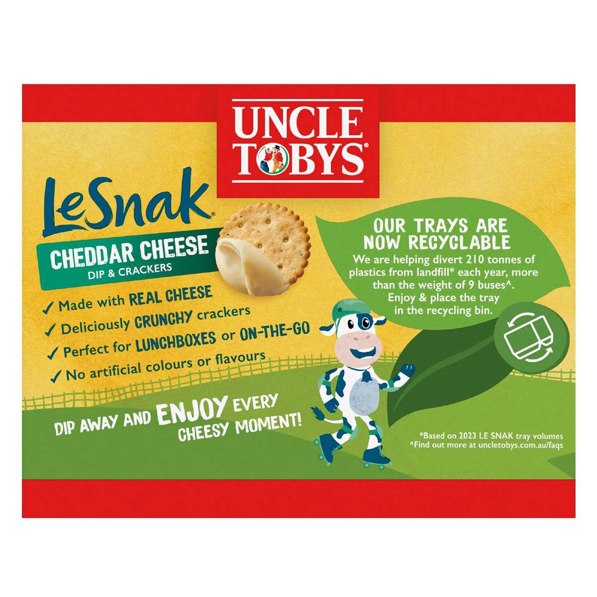 Uncle Tobys Le Snak Cheddar Cheese Dip & Crackers 6 Pack