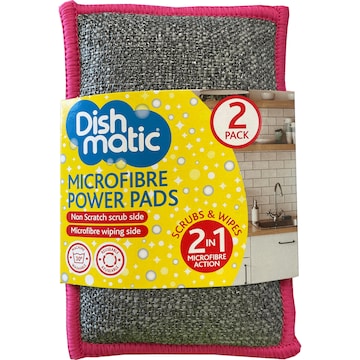 Dishmatic Microfibre Power Pads Scrub & Wipes 2 pack