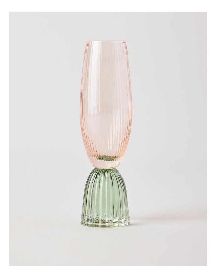 Pastel Brights Champagne Flute Pink/Green Set of 2