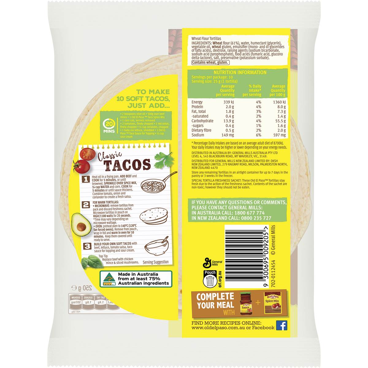 Old El Paso Mini Taco Tortilla Wraps 10 pack