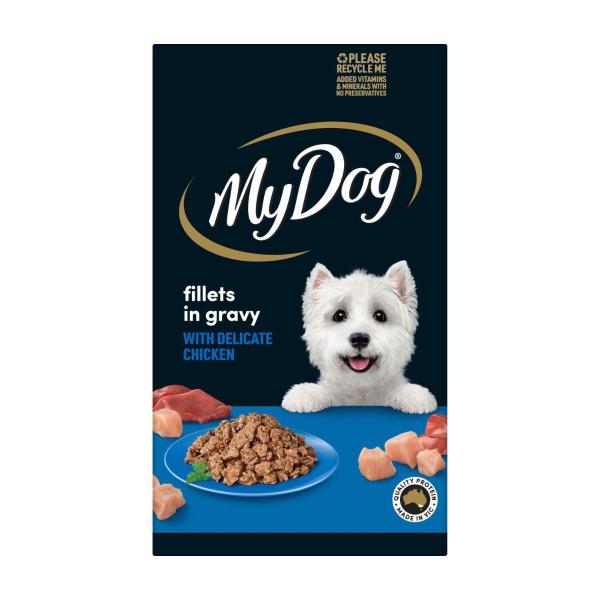 Adult Wet Dog Food Fillets In Gravy With Delicate Chicken 6x100G Trays