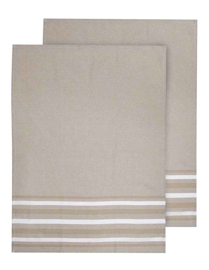 Lennox Stripe Kitchen Towel 2 Pack in Stone