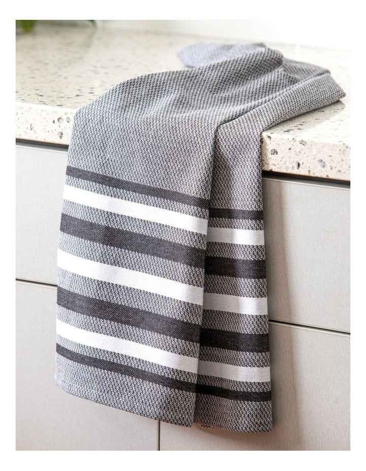 Lennox Stripe Kitchen Towel 2 Pack in Black