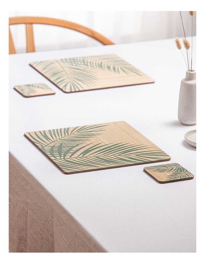 Veneer Palm Coaster 4 Pack in Green