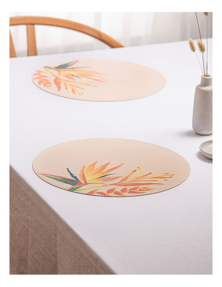 Bird of Paradise Round Vinyl Placemat 4 Pack in Multi
