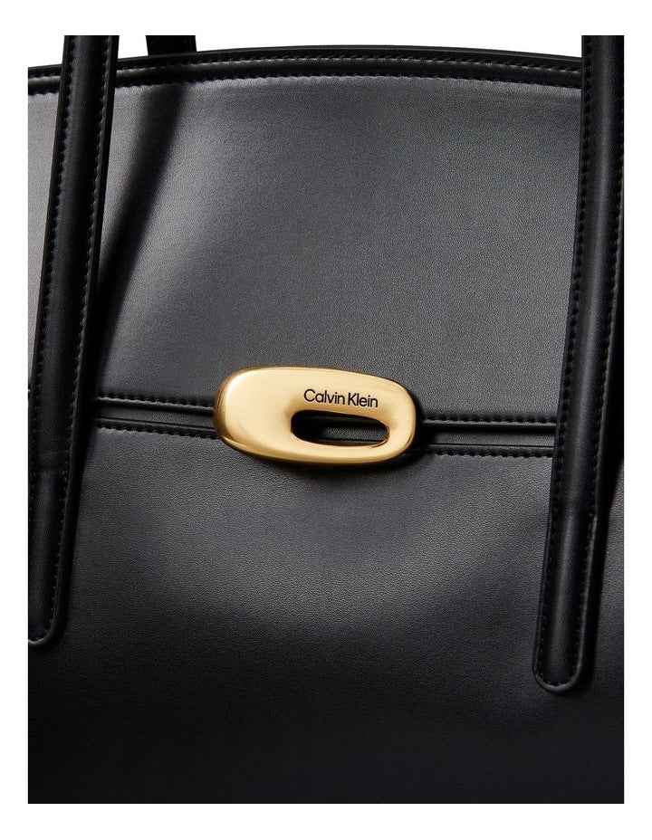 Ophelia Hardware Flap Tote Bag in Black/Tumbled Deep