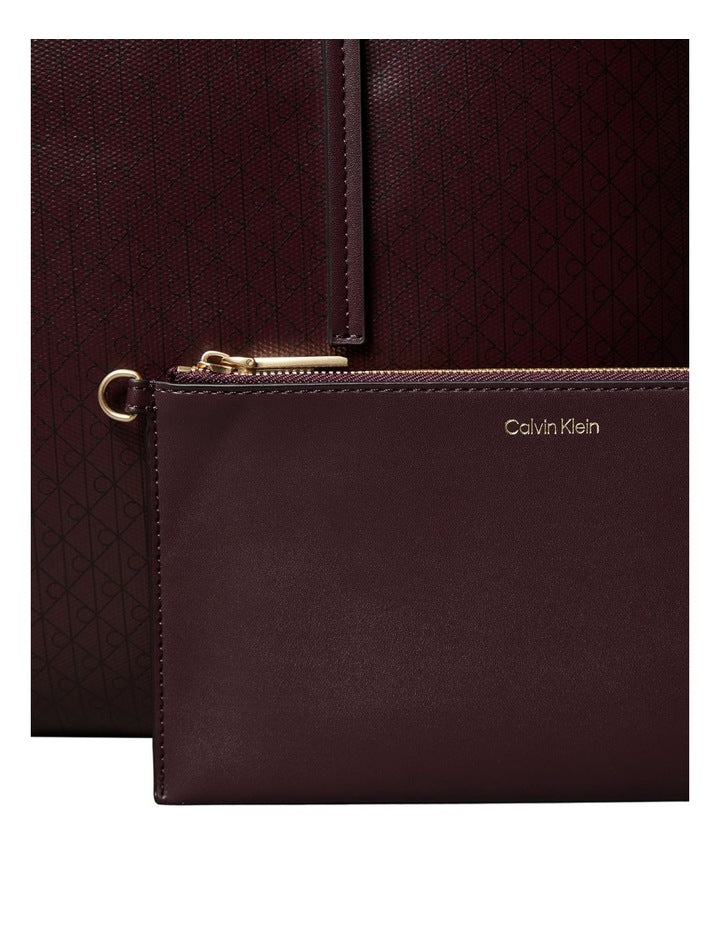 Emblem Allover Print Tote Bag in Fudge AOP