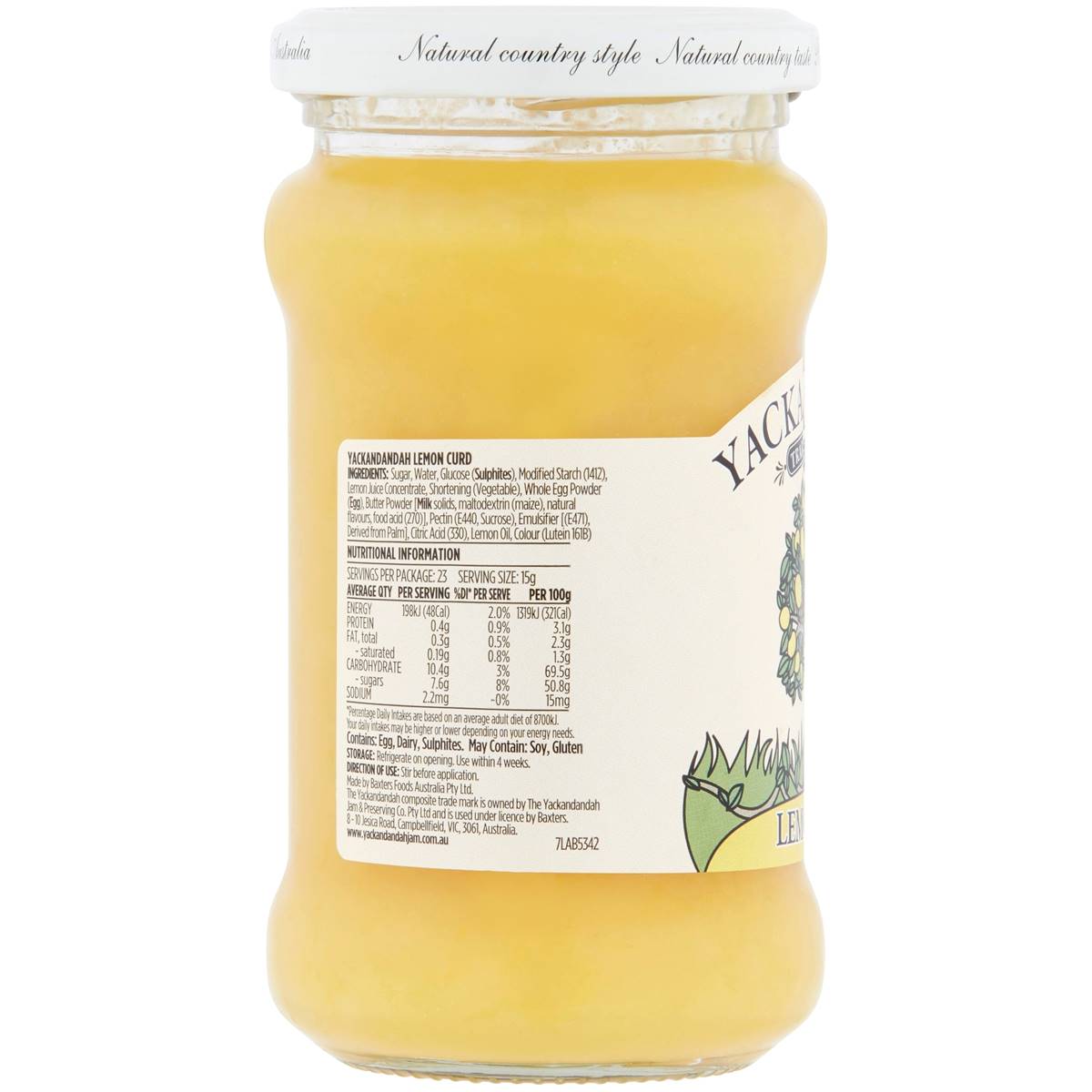 Yackandandah Lemon Curd 350g