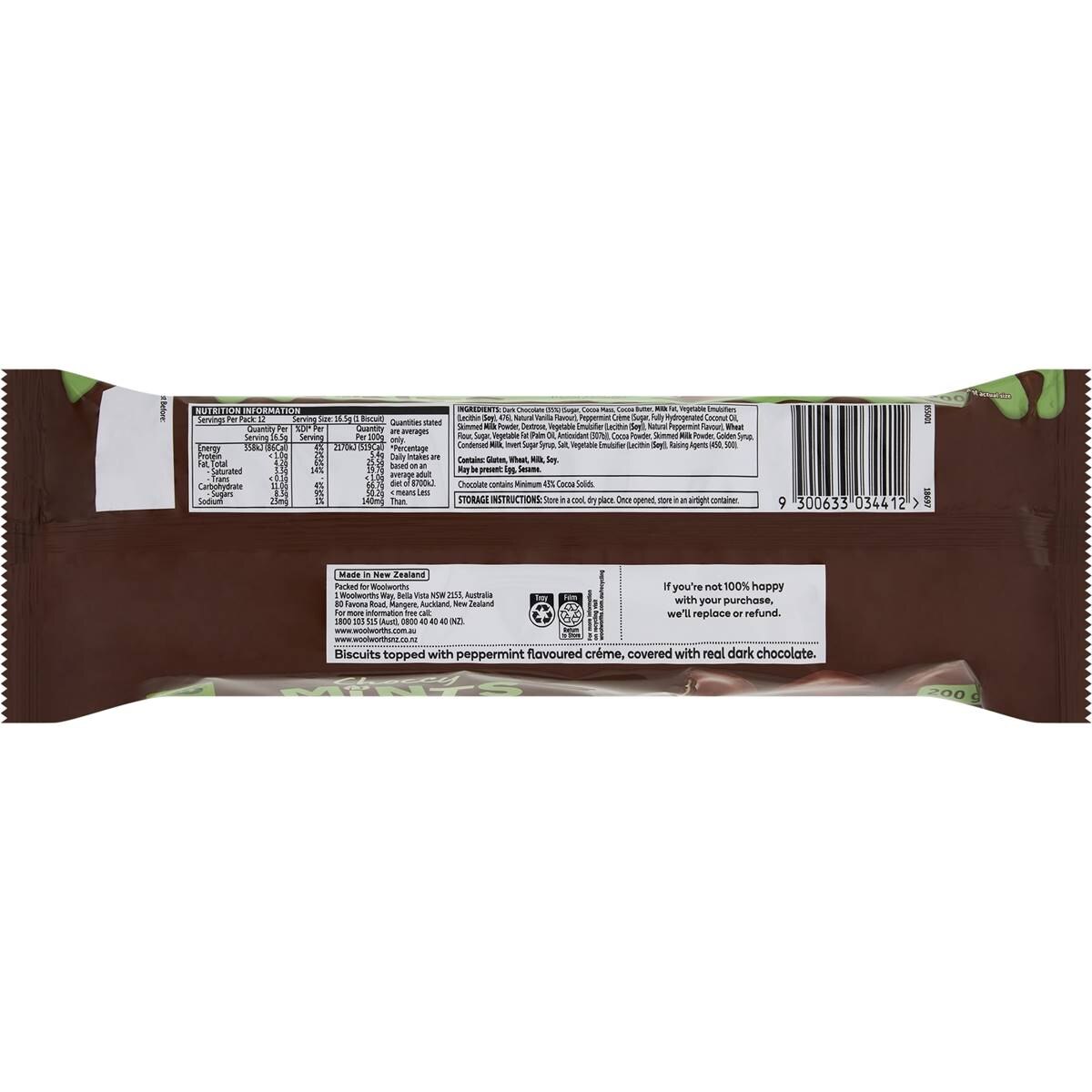 Woolworths Choccy Mints Biscuit 200g