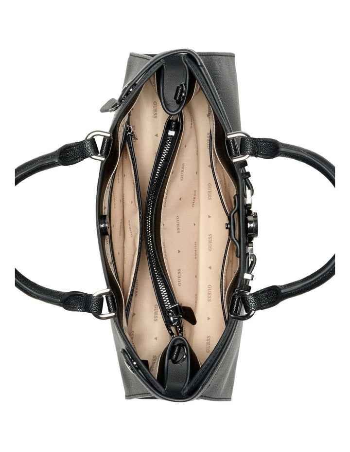 Cirene Triple Comp Satchel Bag in Black