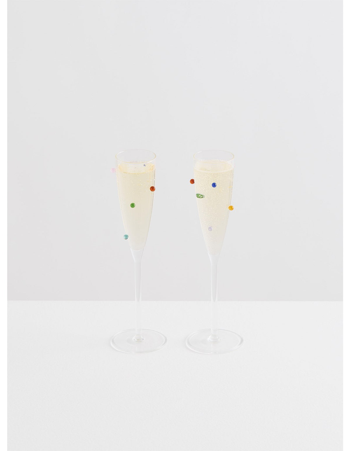 Pomponette 120ml Champagne Flutes Set of 2 Clear Multi