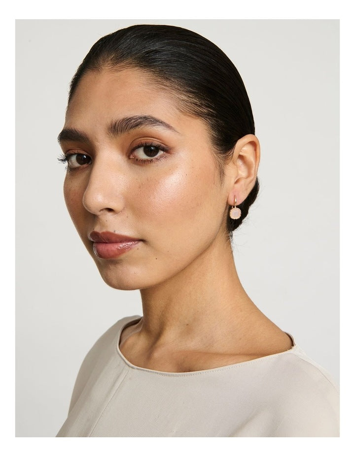 Small Square Drop Earrings in Pink