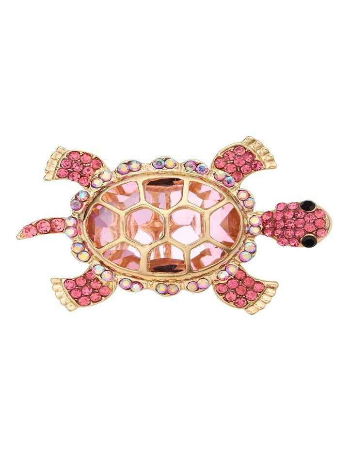 Sparkly Turtle Brooch in Pink