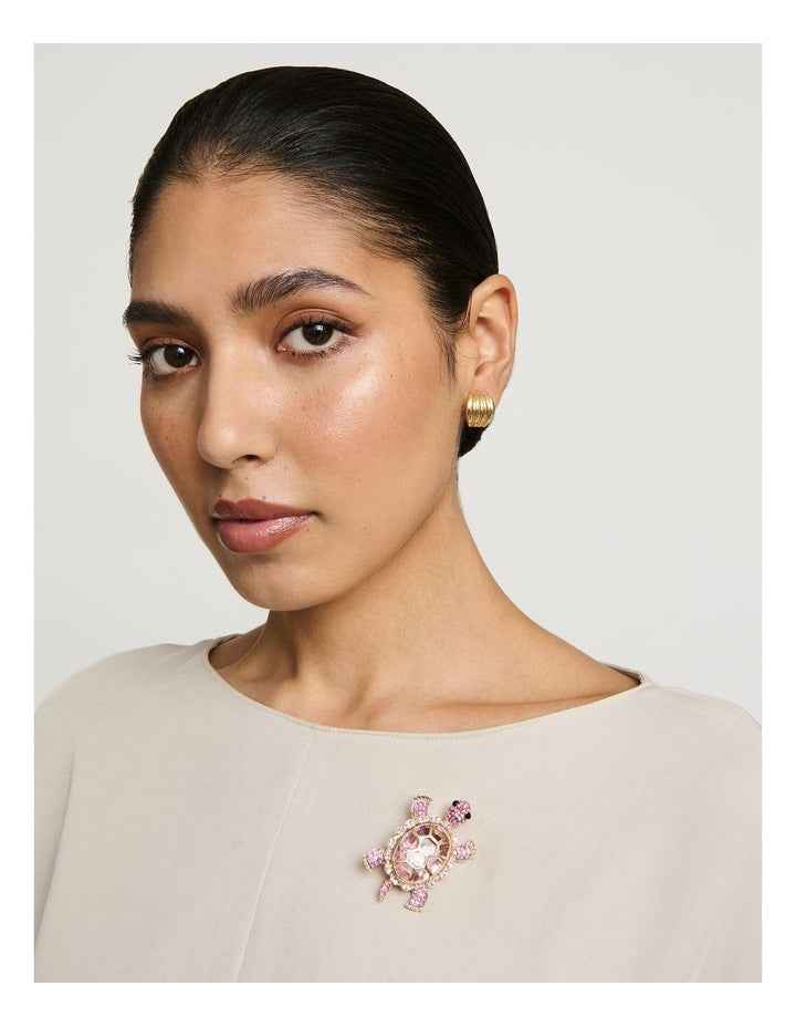 Sparkly Turtle Brooch in Pink