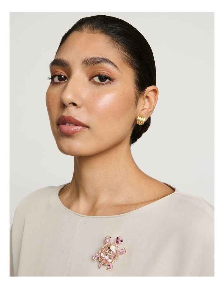 Sparkly Turtle Brooch in Pink