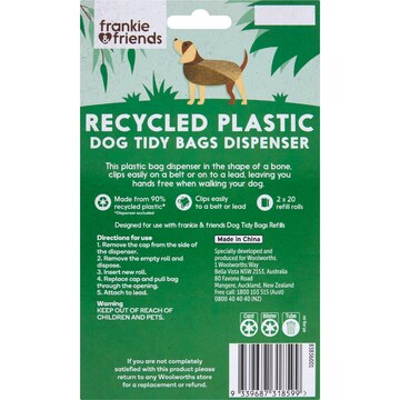 Frankie & Friends Recycled Plastic Dog Tidy Bags With Dispenser 2 x 20 pack