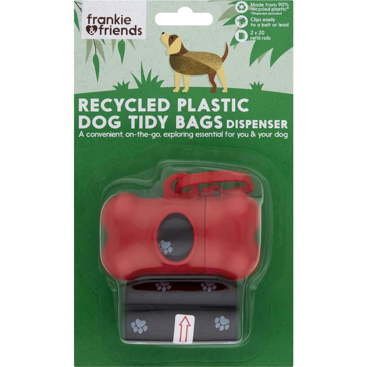 Frankie & Friends Recycled Plastic Dog Tidy Bags With Dispenser 2 x 20 Pack