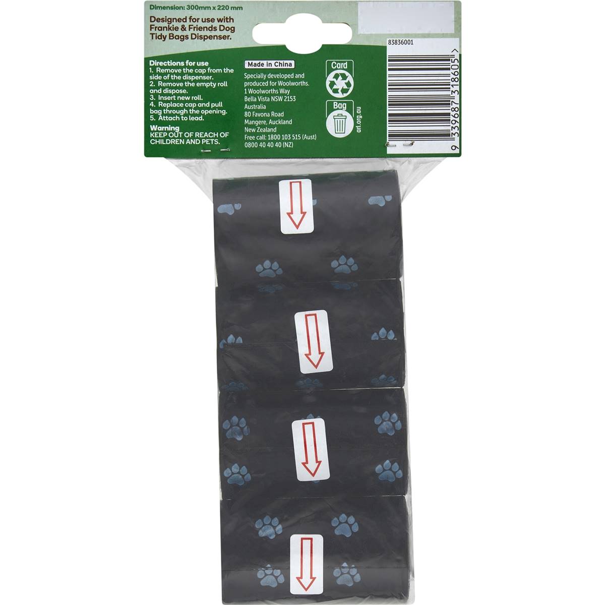 Frankie & Friends Recycled Plastic Dog Tidy Bags Refills 4 x 20 Pack