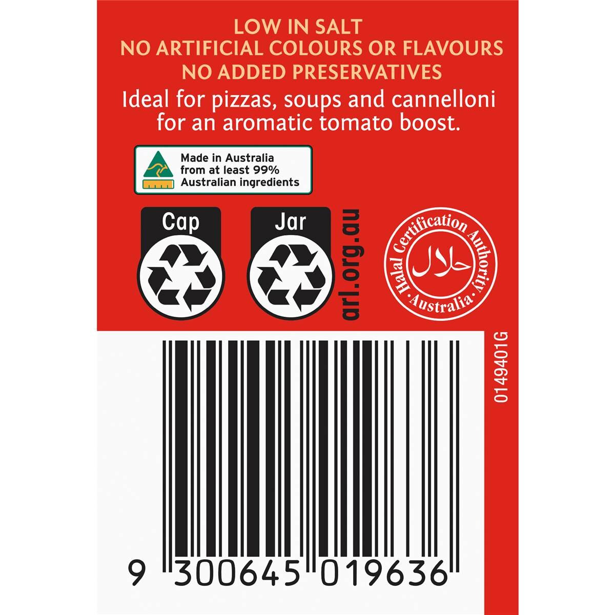 Leggo's Australian Tomato Passata Sauce With Italian Herbs 700g