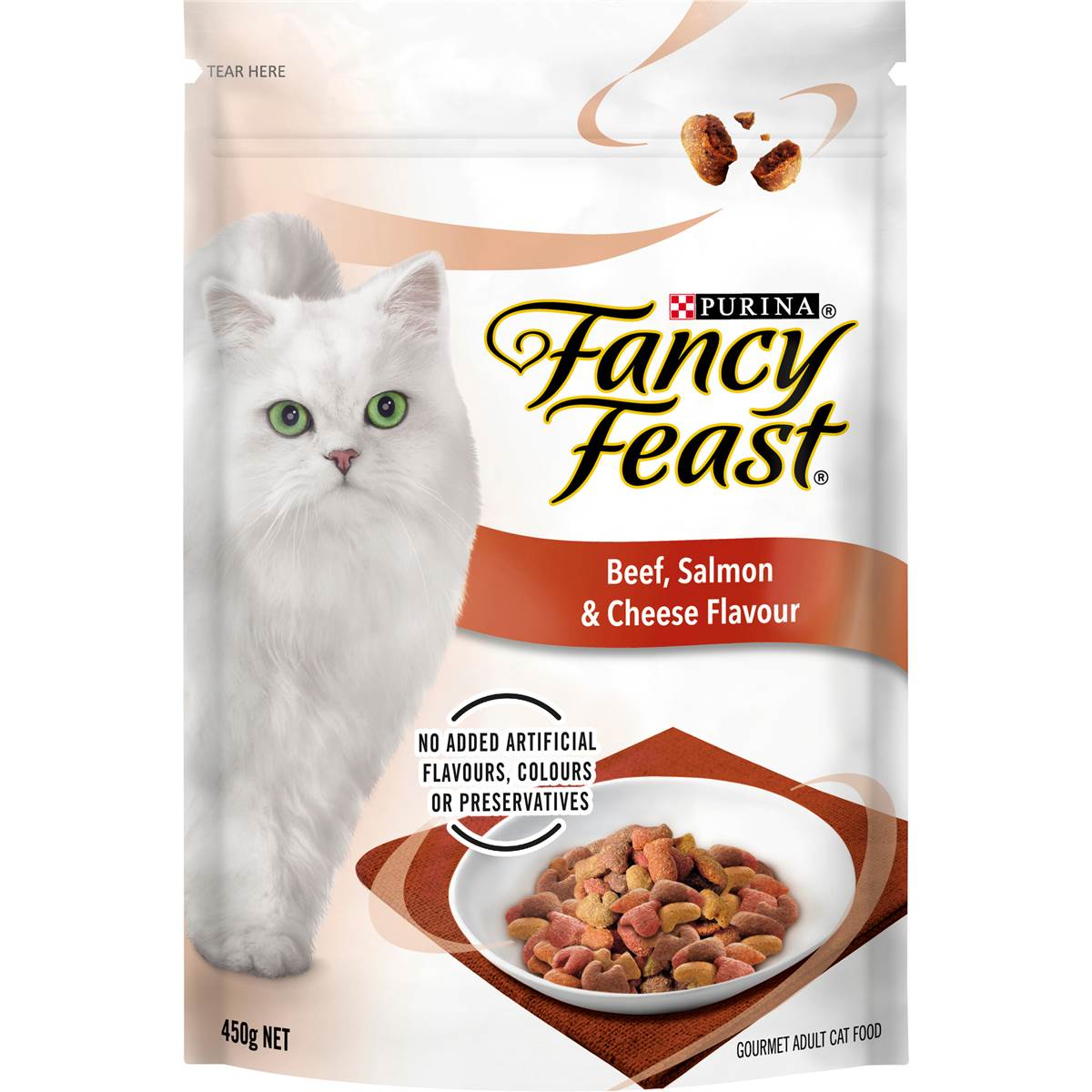 Fancy Feast Adult Beef, Salmon & Cheese Flavour Dry Cat Food 450g
