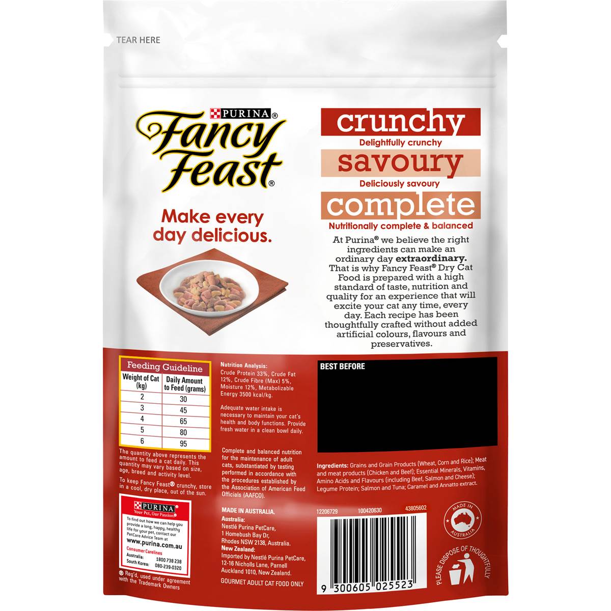 Fancy Feast Adult Beef, Salmon & Cheese Flavour Dry Cat Food 450g