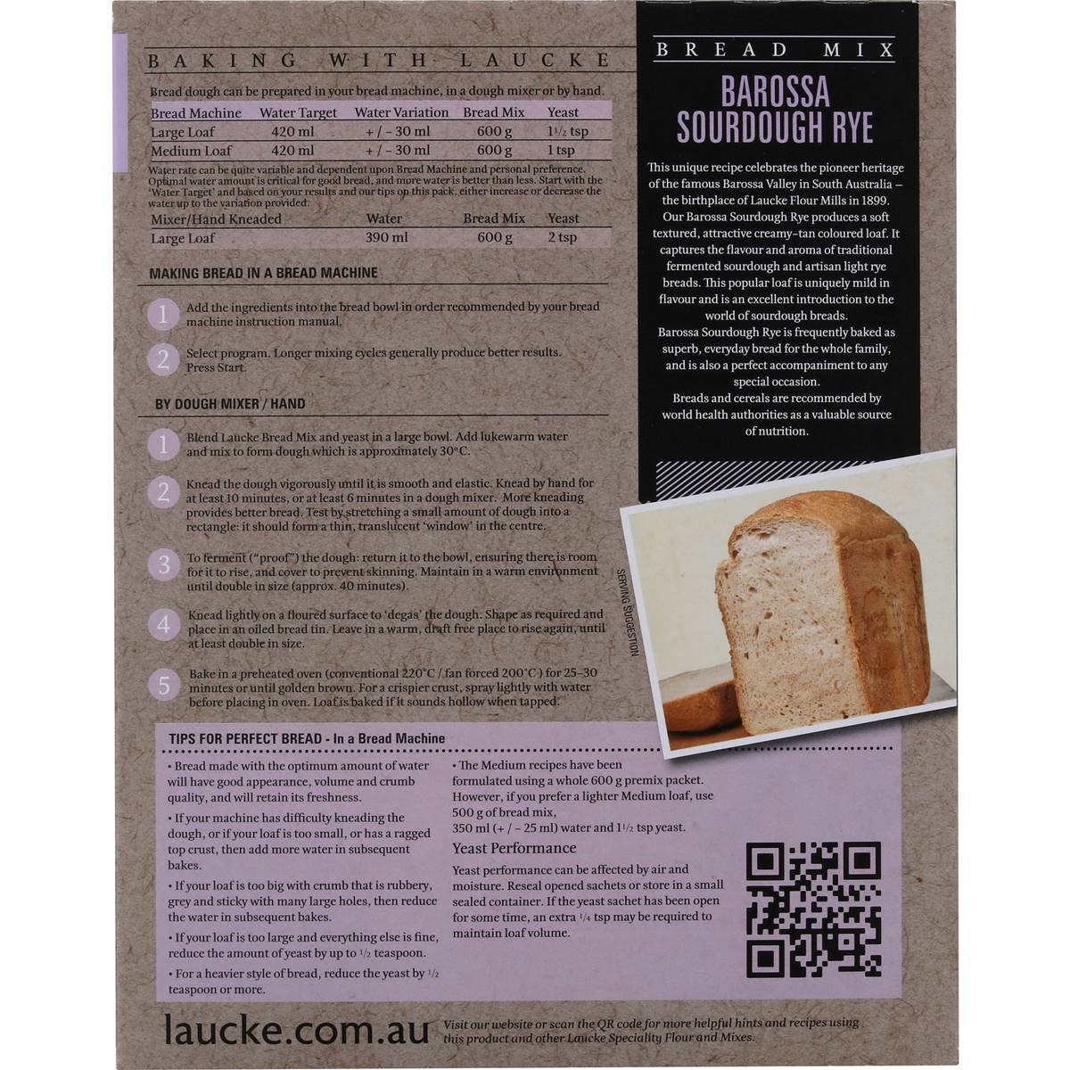 Laucke Barossa Sourdough Rye Bread Mix 2.4kg