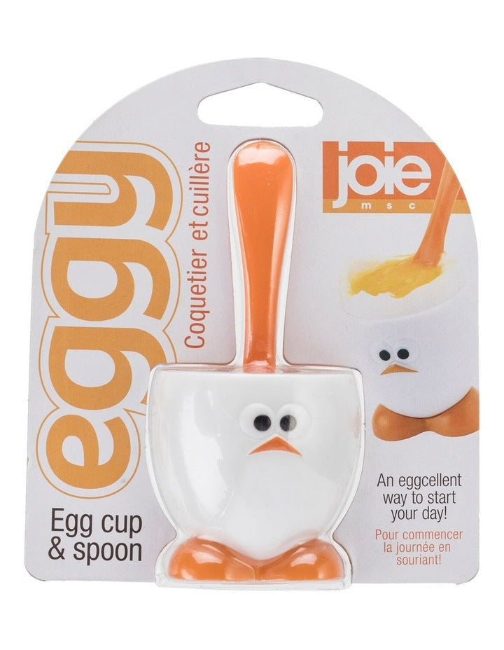 Eggy Egg Cup & Spoon Set in White