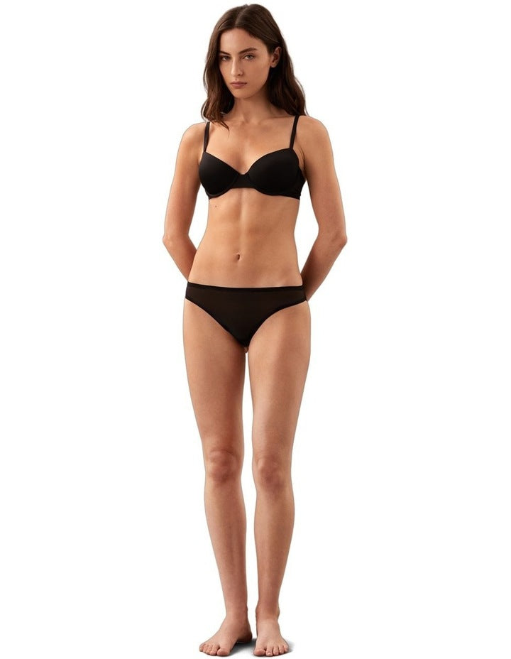 Minimalist Mesh Bikini Briefs in Black