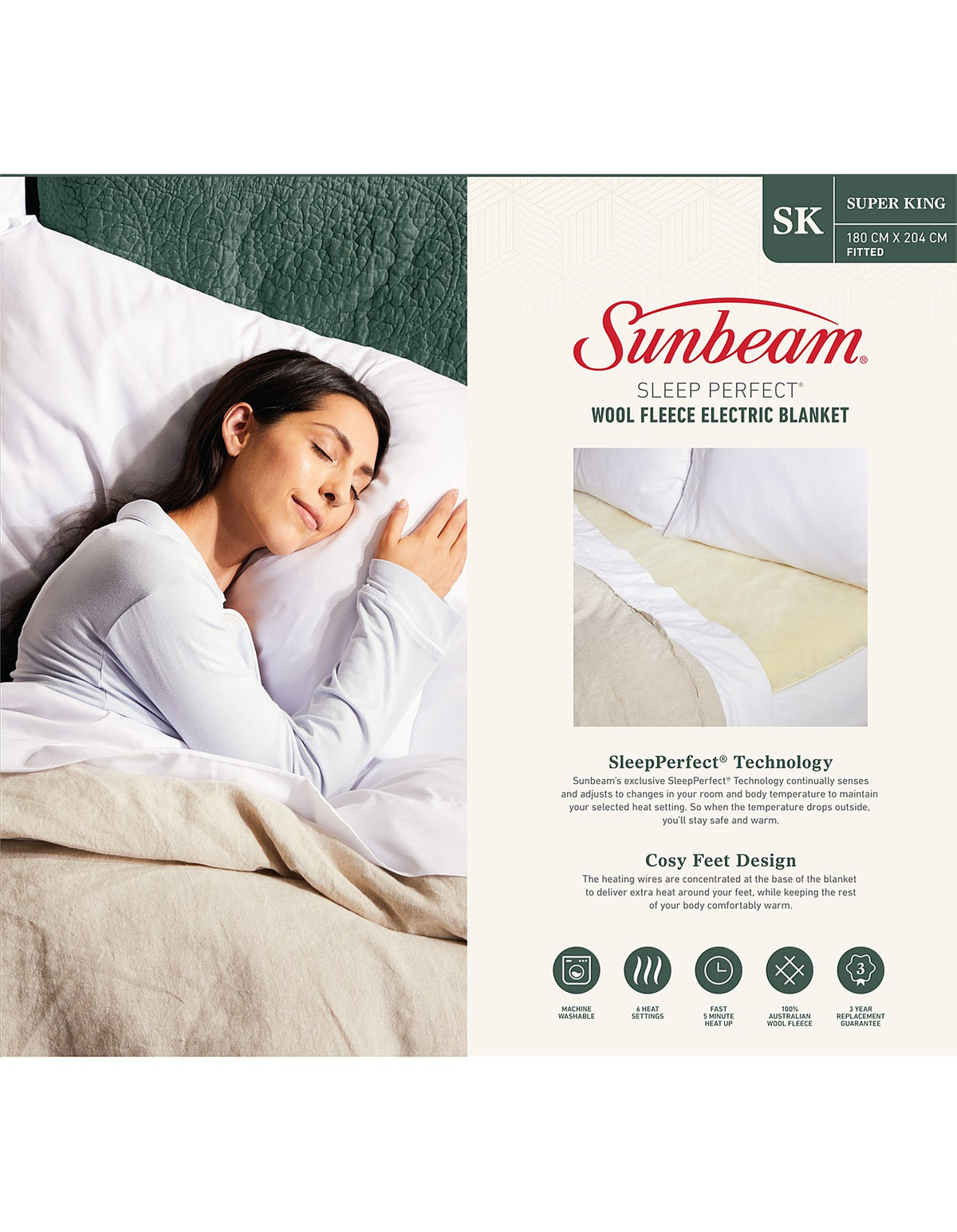 Sleep Perfect Wool Fleece Anti-Bacterial - Super King