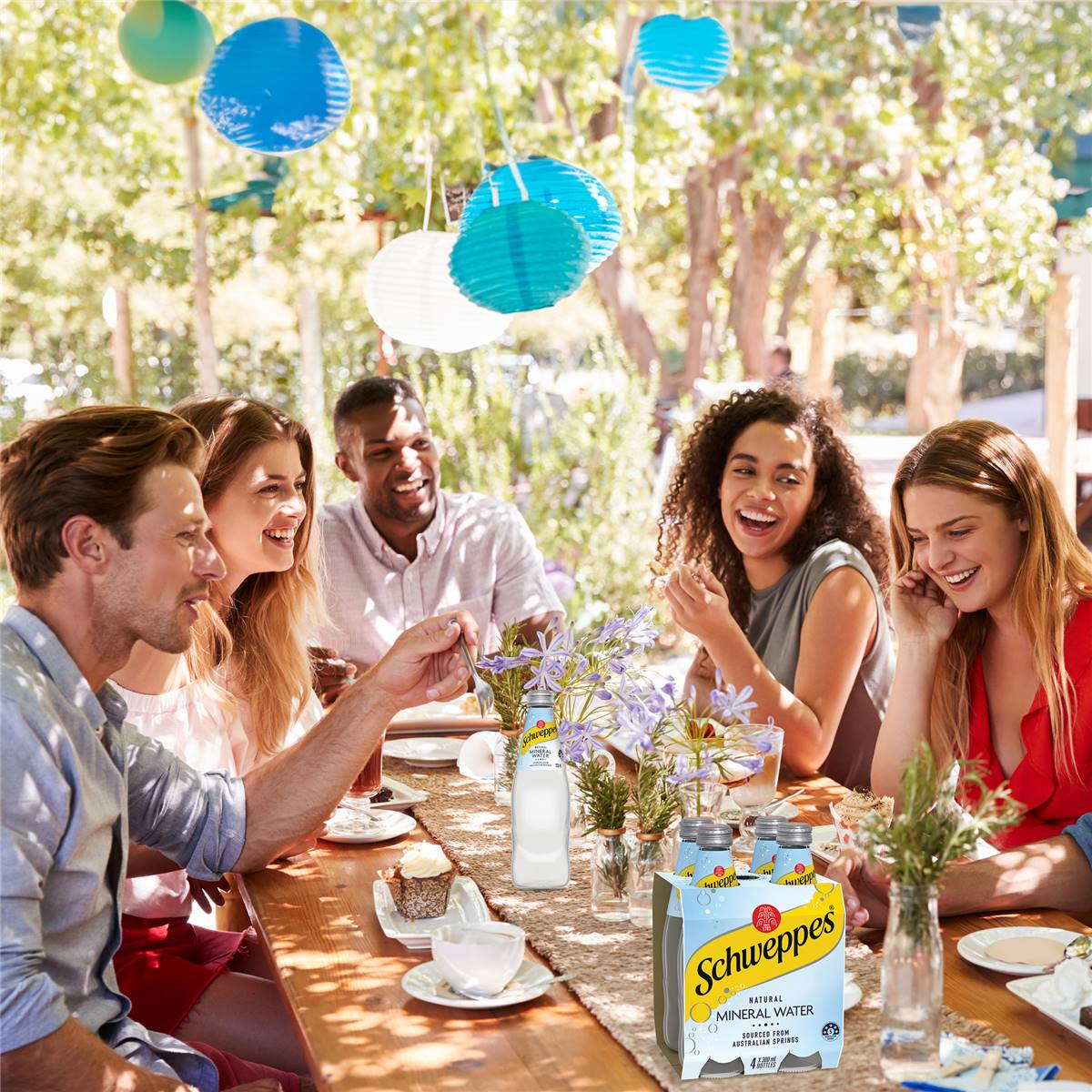 Schweppes Natural Mineral Water Bottle Glass Multipack 300ml x 4 Pack