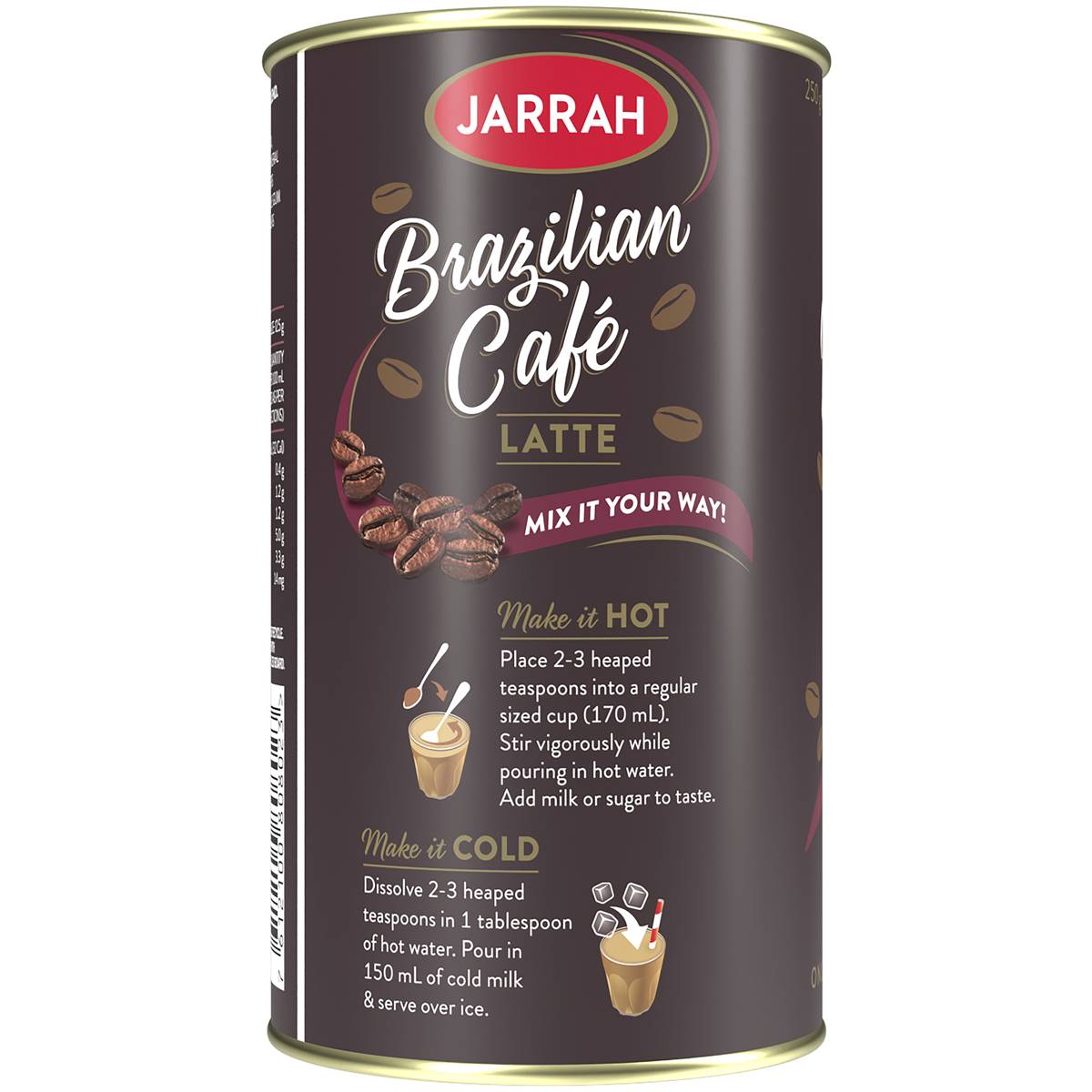 Jarrah Brazilian Café Latte Instant Coffee 250g