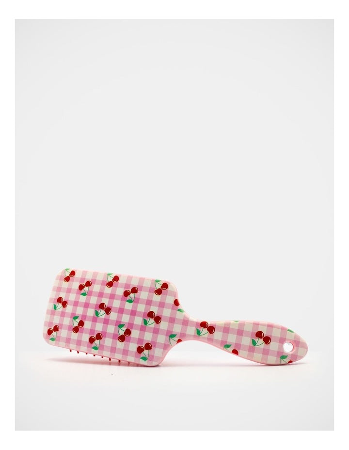 Gingham Cherry Printed Hairbrush in Multi