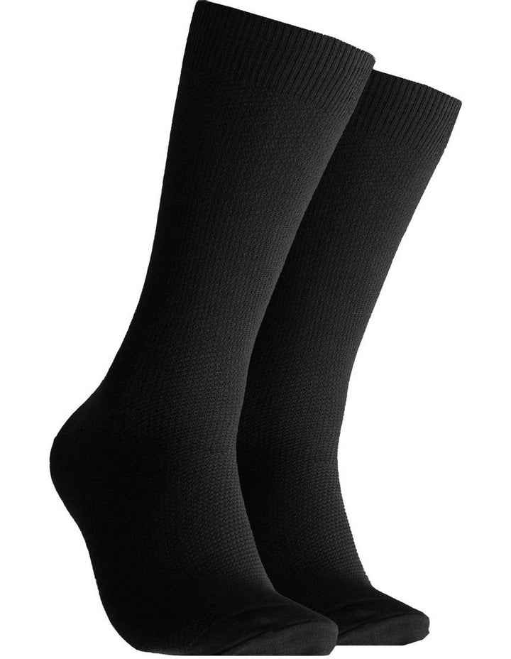 Plain Waffle Bamboo Socks in Black